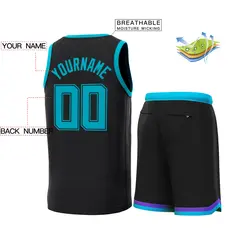 Black Teal Classic Sets Basketball Jersey 3