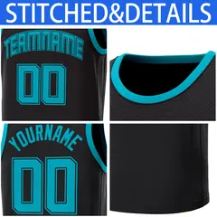 Black Teal Classic Sets Basketball Jersey 4