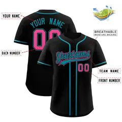 Black Teal Classic Style Authentic Baseball Jersey 2