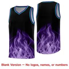 Black Teal Flame Graffiti Quick-Drying Basketball Jersey 6