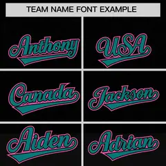 Black Teal Gradient Floral Print Full Button Baseball Jersey 3