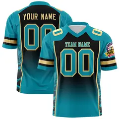 Black Teal Gradient Side Pattern Authentic Football Jersey