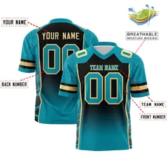 Black Teal Gradient Side Pattern Authentic Football Jersey 2