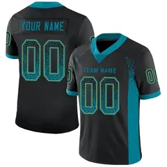 Black Teal-Old Gold Drift Fashion Mesh Football Jersey 1