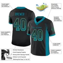 Black Teal-Old Gold Drift Fashion Mesh Football Jersey 2