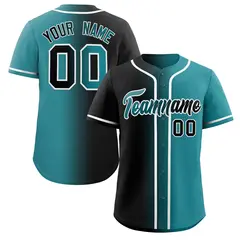 Black Teal-White Gradient Fashion Authentic Baseball Jersey 1