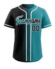 Black Teal-White Gradient Fashion Authentic Baseball Jersey 3