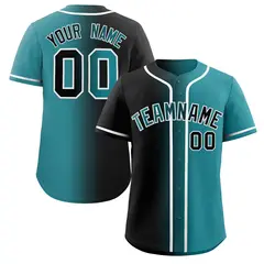 Black Teal-White Gradient Fashion Authentic Baseball Jersey 1