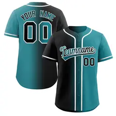 Black Teal-White Gradient Fashion Authentic Baseball Jersey