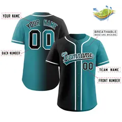 Black Teal-White Gradient Fashion Authentic Baseball Jersey 2