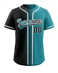 Black Teal-White Gradient Fashion Authentic Baseball Jersey 3