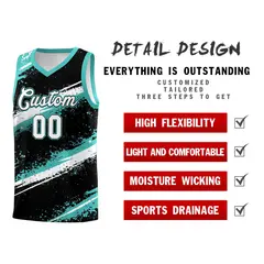 Black Teal White Reversible Basketball Jersey Stellar Strike Series 3