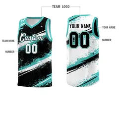 Black Teal White Reversible Basketball Jersey Stellar Strike Series 4
