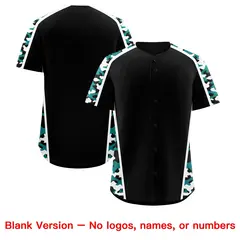 Black Teal White Side Camo Baseball Jersey 7
