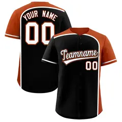 Black Texas Orange Color Block Authentic Baseball Jersey 1