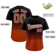 Black Texas Orange Grid Blur Pattern Baseball Jersey 2