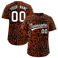 Black Texas Orange Leopard Print Baseball Jersey