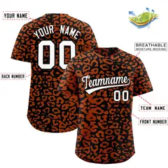 Black Texas Orange Leopard Print Baseball Jersey 2