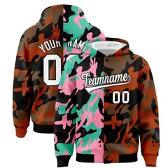 Black Texas Orange Two Tone Full-Snap Varsity Letterman Jacket Hoodie