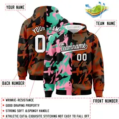 Black Texas Orange Two Tone Full-Snap Varsity Letterman Jacket Hoodie 4
