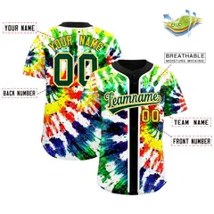 Black Tie-Dye Graffiti Pattern Baseball Jersey 2