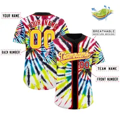 Black Tie-Dye Graffiti Pattern Baseball Jersey 2