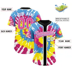 Black Tie-Dye Graffiti Pattern Baseball Jersey 2