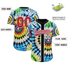Black Tie-Dye Graffiti Pattern Baseball Jersey 2