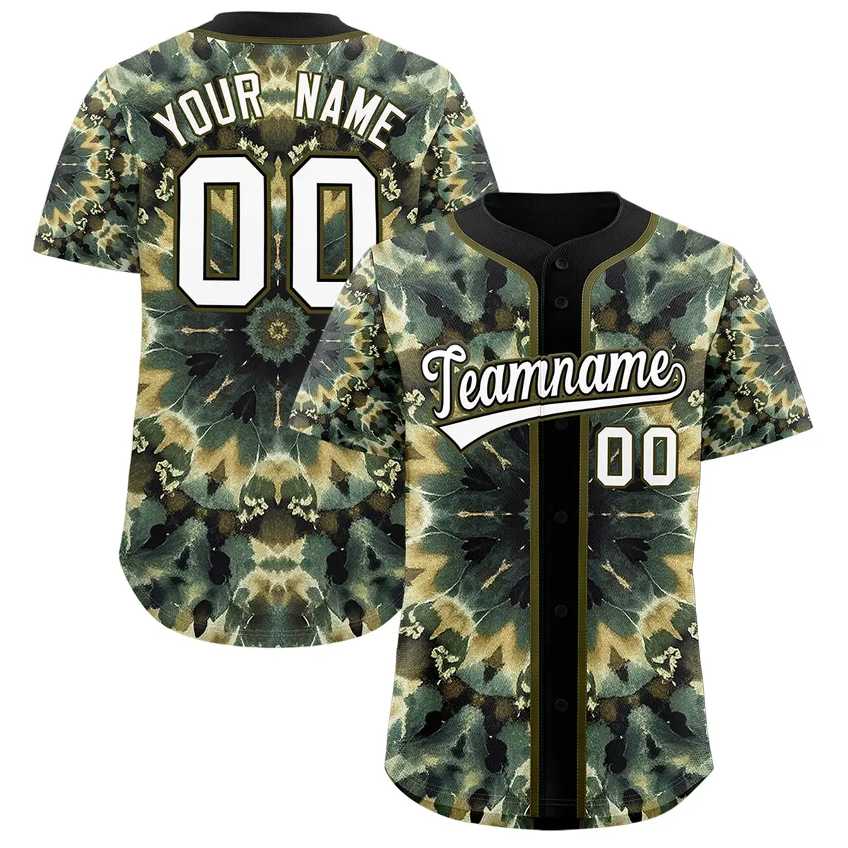 Black Tie-Dye Graffiti Pattern Baseball Jersey