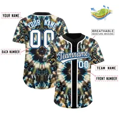 Black Tie-Dye Graffiti Pattern Baseball Jersey 2
