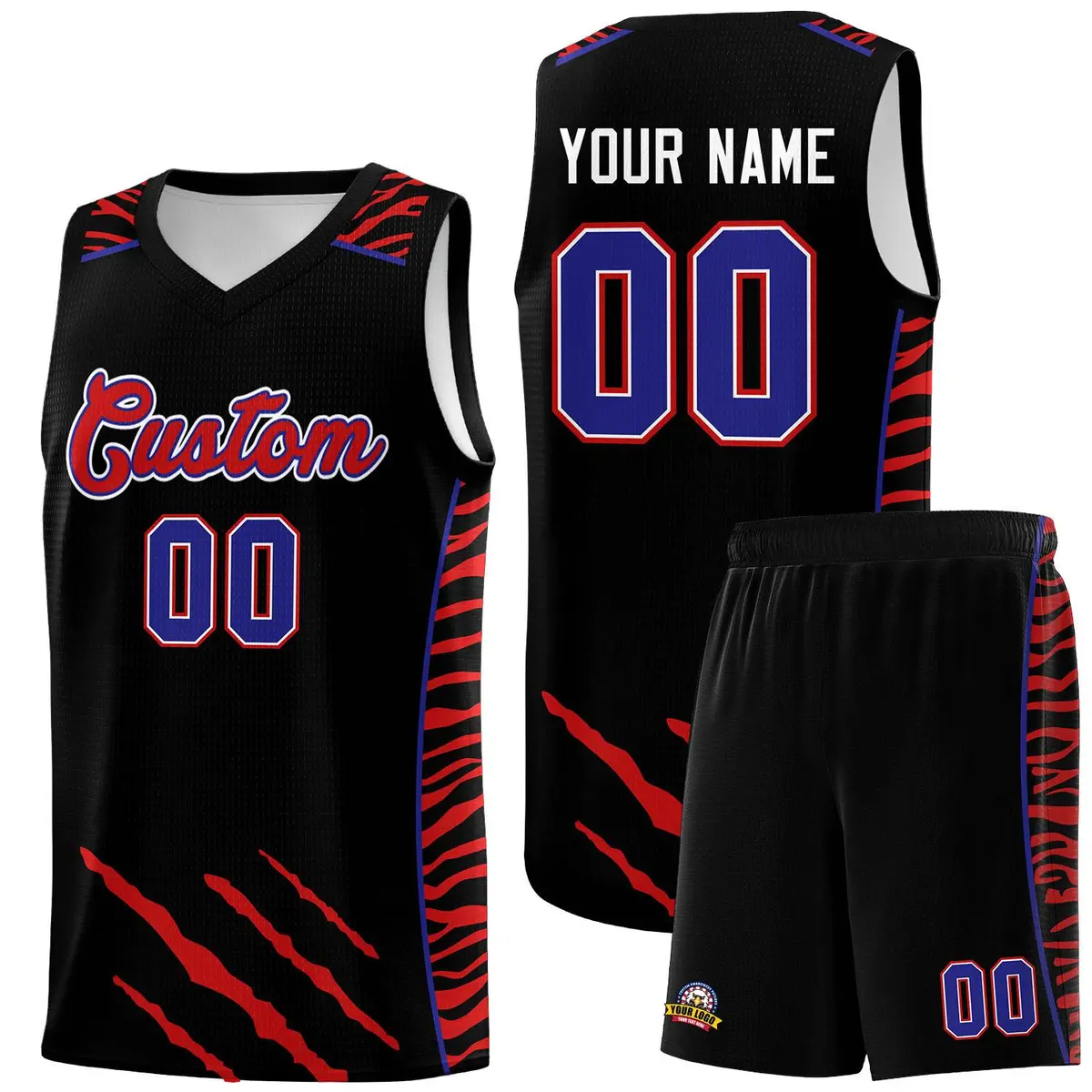 Black Tiger Claw Pattern Sports Uniform Basketball Jersey