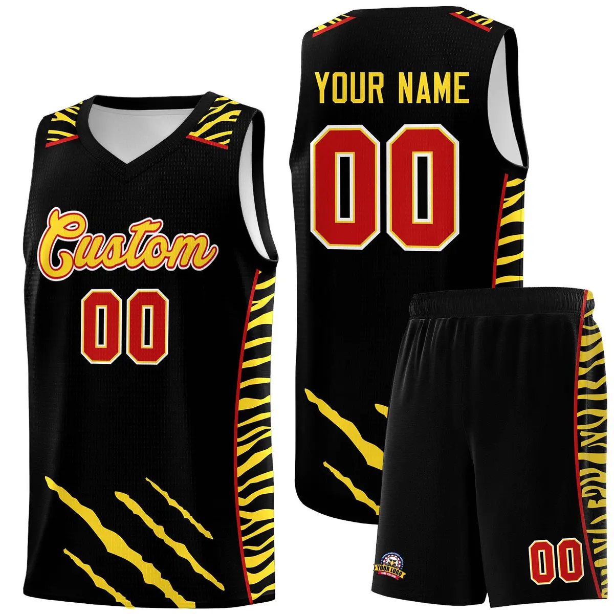 Black Tiger Claw Pattern Sports Uniform Basketball Jersey