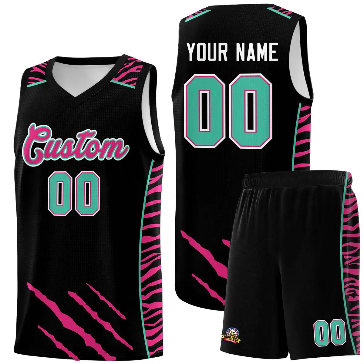 Black Tiger Claw Pattern Sports Uniform Basketball Jersey