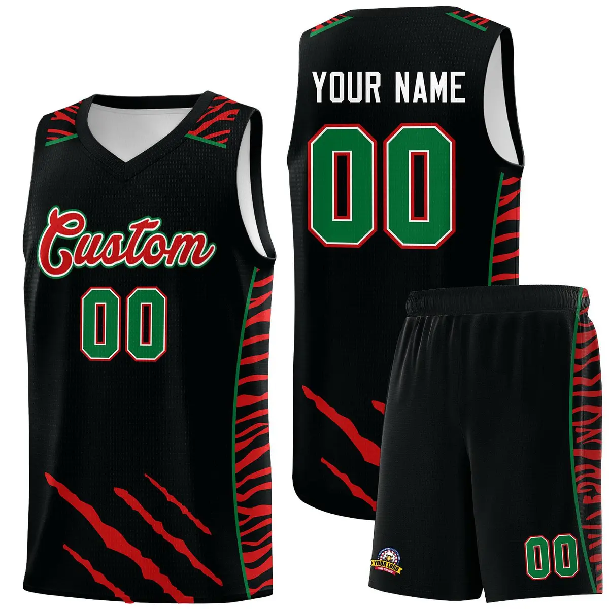 Black Tiger Claw Pattern Sports Uniform Basketball Jersey