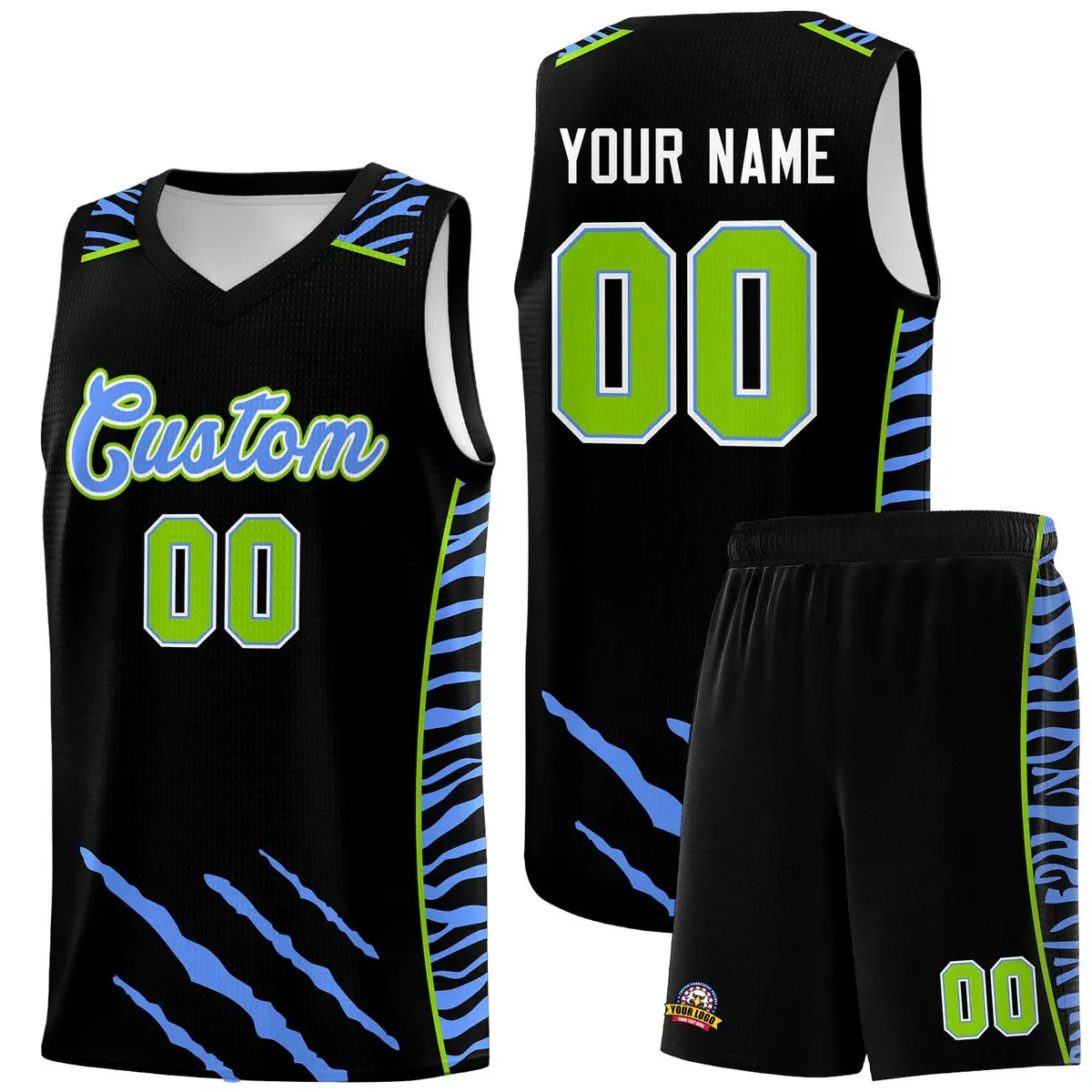 Black Tiger Claw Pattern Sports Uniform Basketball Jersey