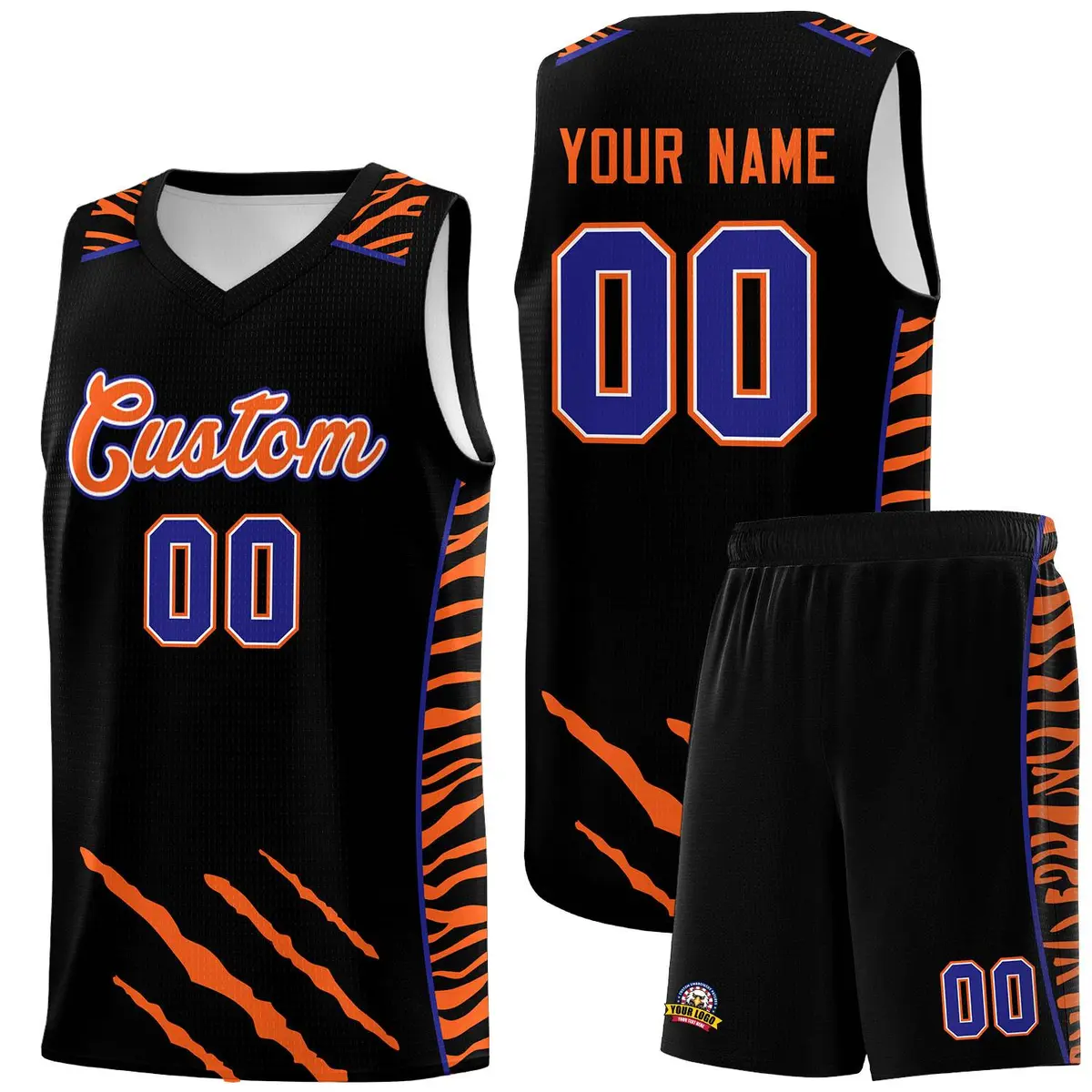 Black Tiger Claw Pattern Sports Uniform Basketball Jersey