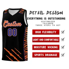 Black Tiger Claw Pattern Sports Uniform Basketball Jersey 2