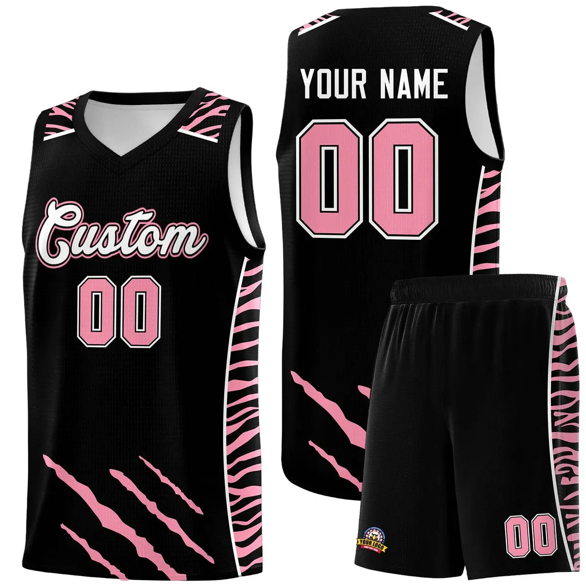 Black Tiger Claw Pattern Sports Uniform Basketball Jersey