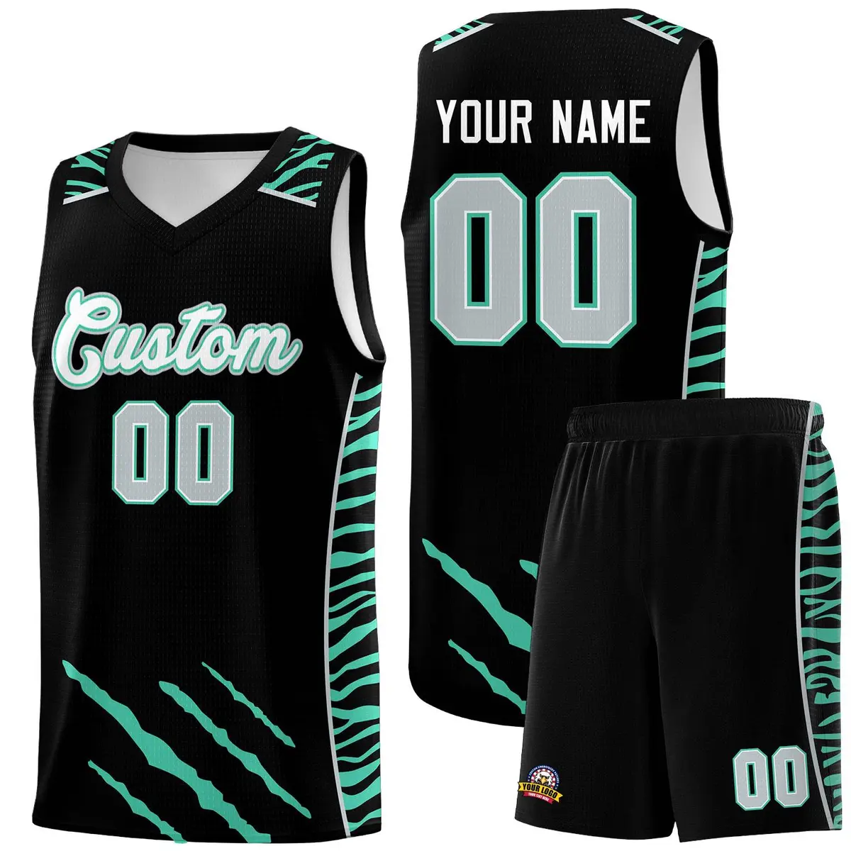 Black Tiger Claw Pattern Sports Uniform Basketball Jersey
