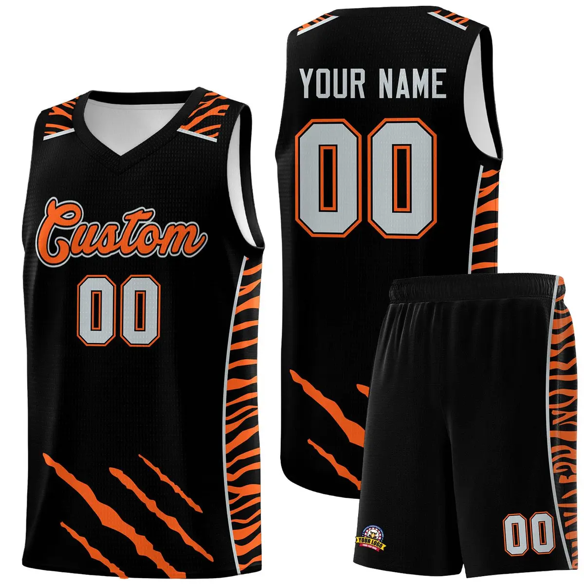 Black Tiger Claw Pattern Sports Uniform Basketball Jersey