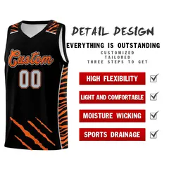 Black Tiger Claw Pattern Sports Uniform Basketball Jersey 2