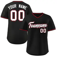 Black V-Neck Pullover Baseball Jersey Classic Style