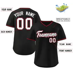 Black V-Neck Pullover Baseball Jersey Classic Style 2