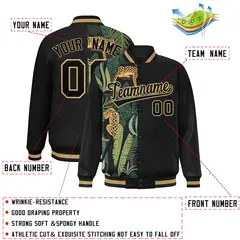 Black Varsity Flower Pattern Two Tone Split Letterman Jacket 2
