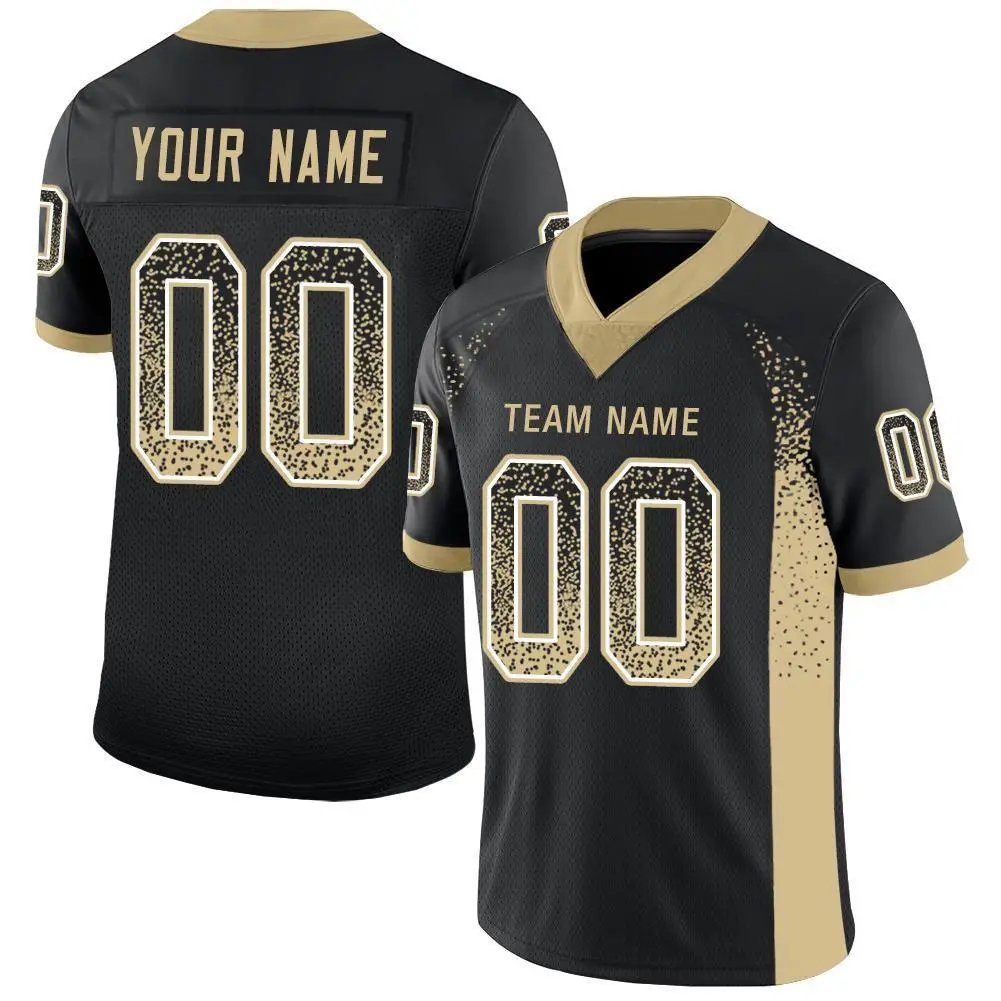 Black Vegas Gold-White Drift Fashion Mesh Football Jersey