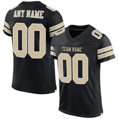 Black Vegas Gold-White Mesh Football Jersey 1