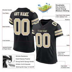 Black Vegas Gold-White Mesh Football Jersey 4