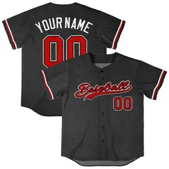Black Vintage Denim Baseball Jersey for Men Women Boy