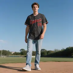 Black Vintage Denim Baseball Jersey 2