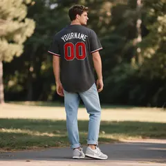 Black Vintage Denim Baseball Jersey 3
